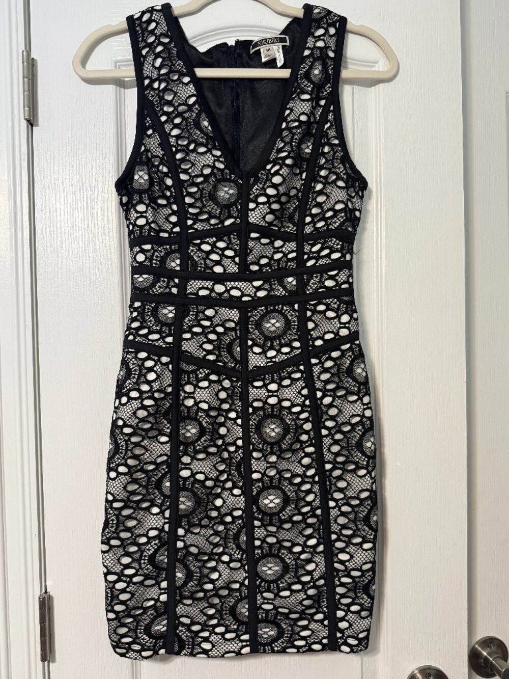 Nikibiki Black and White Lace Bodycon Dress Size Medium